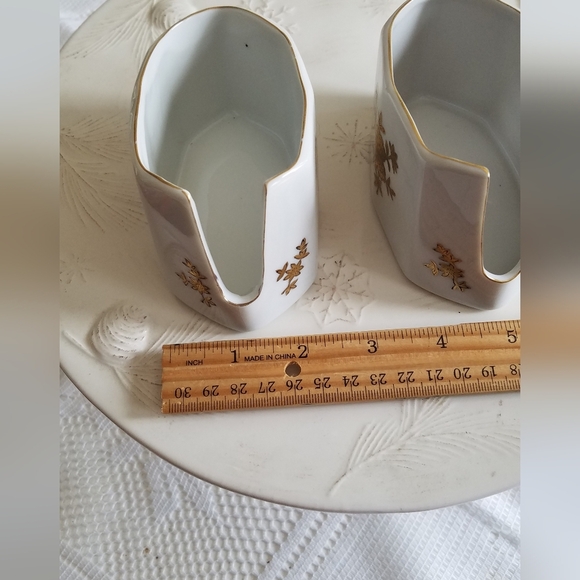 Set of 2 Vintage Japan Andrea By Sadek Gold Floral Design Spoon Utensil Holder - Picture 10 of 12